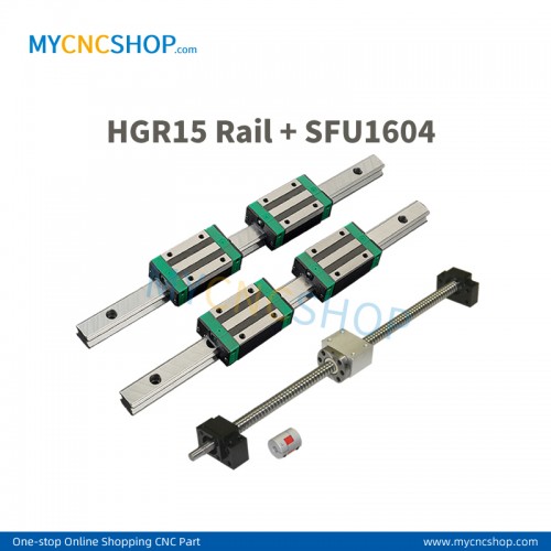 SFU1604 550mm+HGR15 Rail 550mm+HGH15CA Carriages+BK12/BF12 End support+DSG16H Nut housing+8×10mm Coupling # interchange with HIWIN HGR15 and HGH15CA